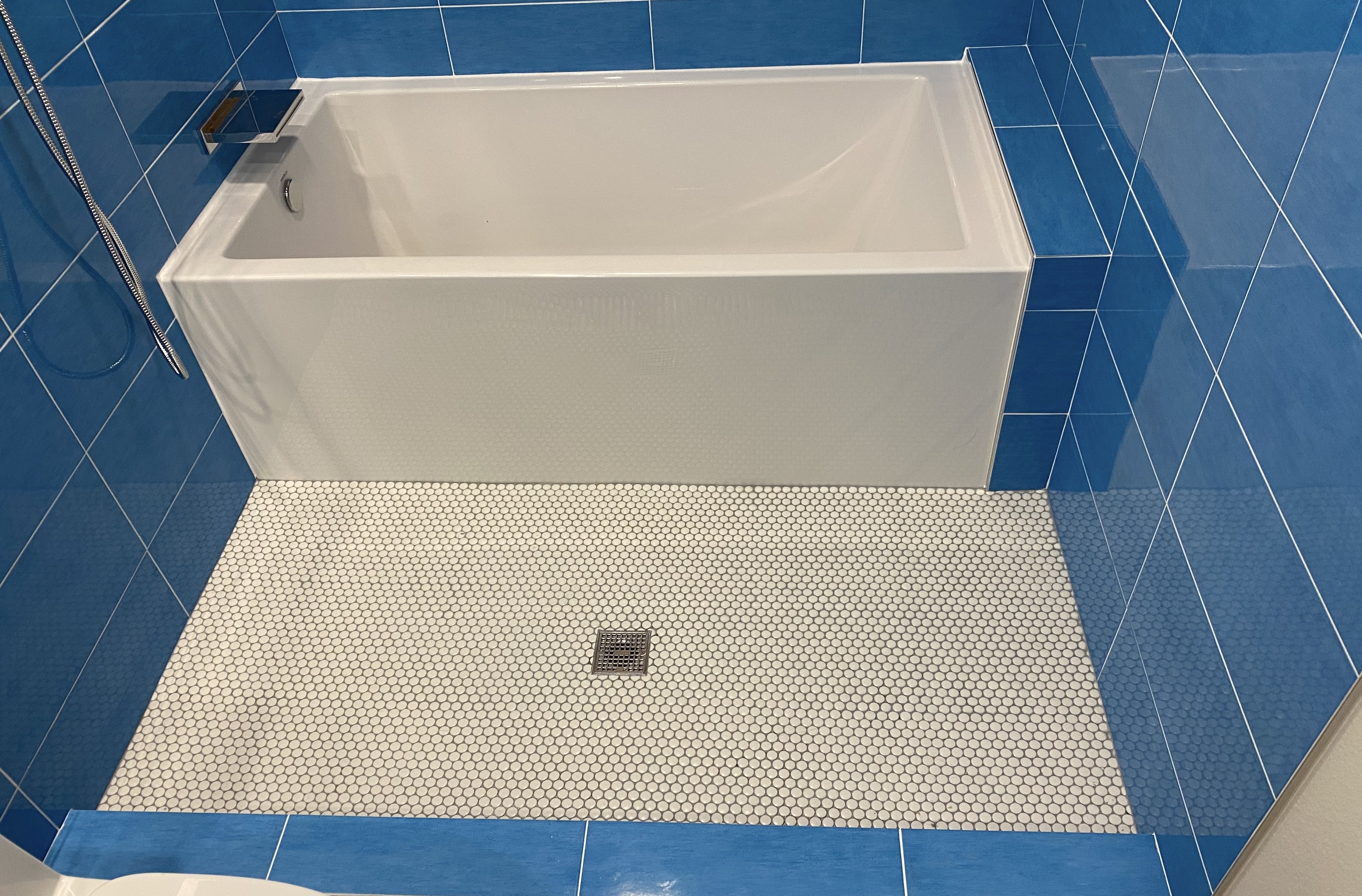 Blue tile bathroom